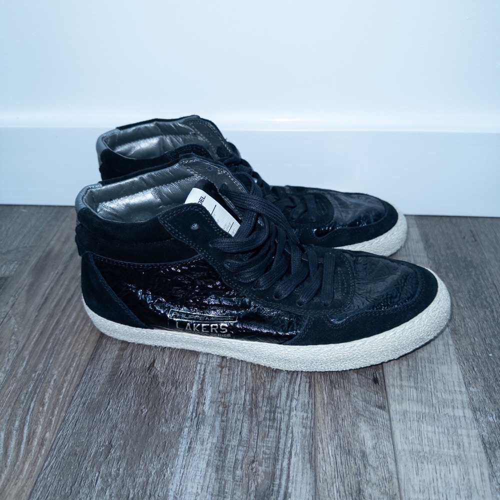Philippe‎ Model Black Lakers Vintage Series High Top Sneakers Size EU 39 / 7